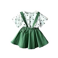 Children's Summer Girls' New Children's Suit Korean dot Short Sleeve top with Short Skirt