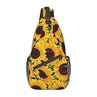 Yellow Sunflowers Sling Backpack, Multipurpose Travel Hiking Daypack Rope Crossbody Shoulder Bag