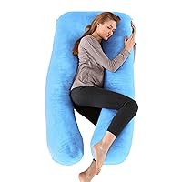 Pregnancy Pillow, U Shaped Full Body Pillows for Side Sleeping, U Shaped Maternity Pillow for Belly Back Support (Blue)