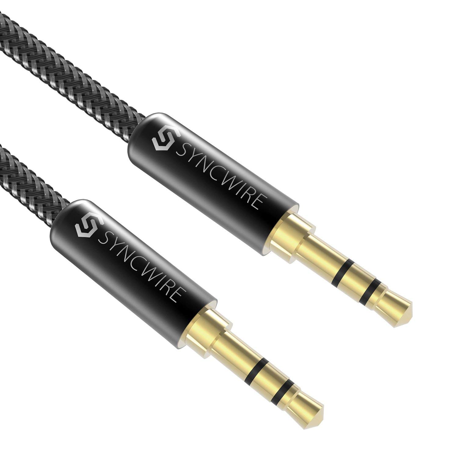 Syncwire 3.5mm Nylon Braided Aux Cable (3.3ft/1m,Hi-Fi Sound), Audio Auxiliary Input Adapter Male to Male AUX Cord for Headphones, Car, Home Stereos, Speaker, iPhone, iPad, iPod, Echo & More – Black