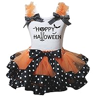 Petitebella Happy Halloween White Shirt Orange Black Dots Petal Skirt Nb-8y