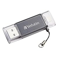 Verbatim 64GB Store ‘n’ Go Dual USB 3.0 Flash Drive for Apple Lightning Devices - Graphite