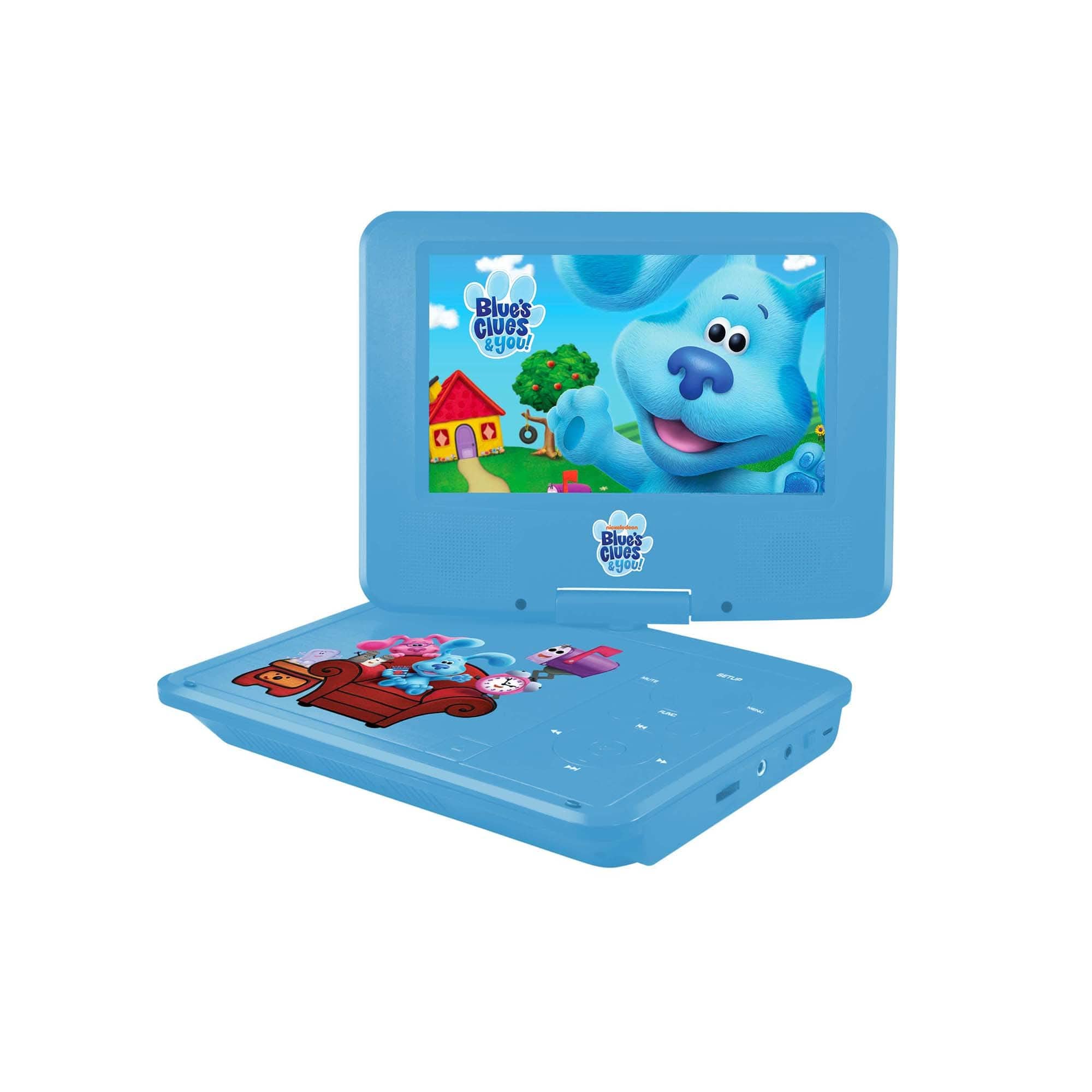 Blue's Clues & You! 7'' Portable DVD Player for Kids with Matching Headphones and Carrying Bag, Compatible with CDs, DVDs, USB and SD Card, Swivel Screen (BCDV7110)