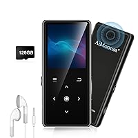 128GB MP3 Player with Bluetooth 5.2, AiMoonsa Music Player with Built-in HD Speaker, FM Radio, Voice Recorder, HiFi Sound, E-Book Function, Earphones Included (Black 128G)