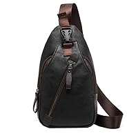 Hebetag Leather Sling Bag Crossbody Backpack for Men Women Outdoor Travel Camping Hiking Single Shoulder Chest Pack Casual Daypack