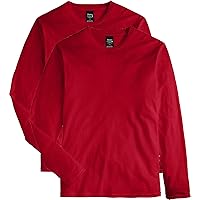 Men's Long Sleeve Nano Cotton Premium T-Shirt (Pack of 2), Deep Red, XX-Large