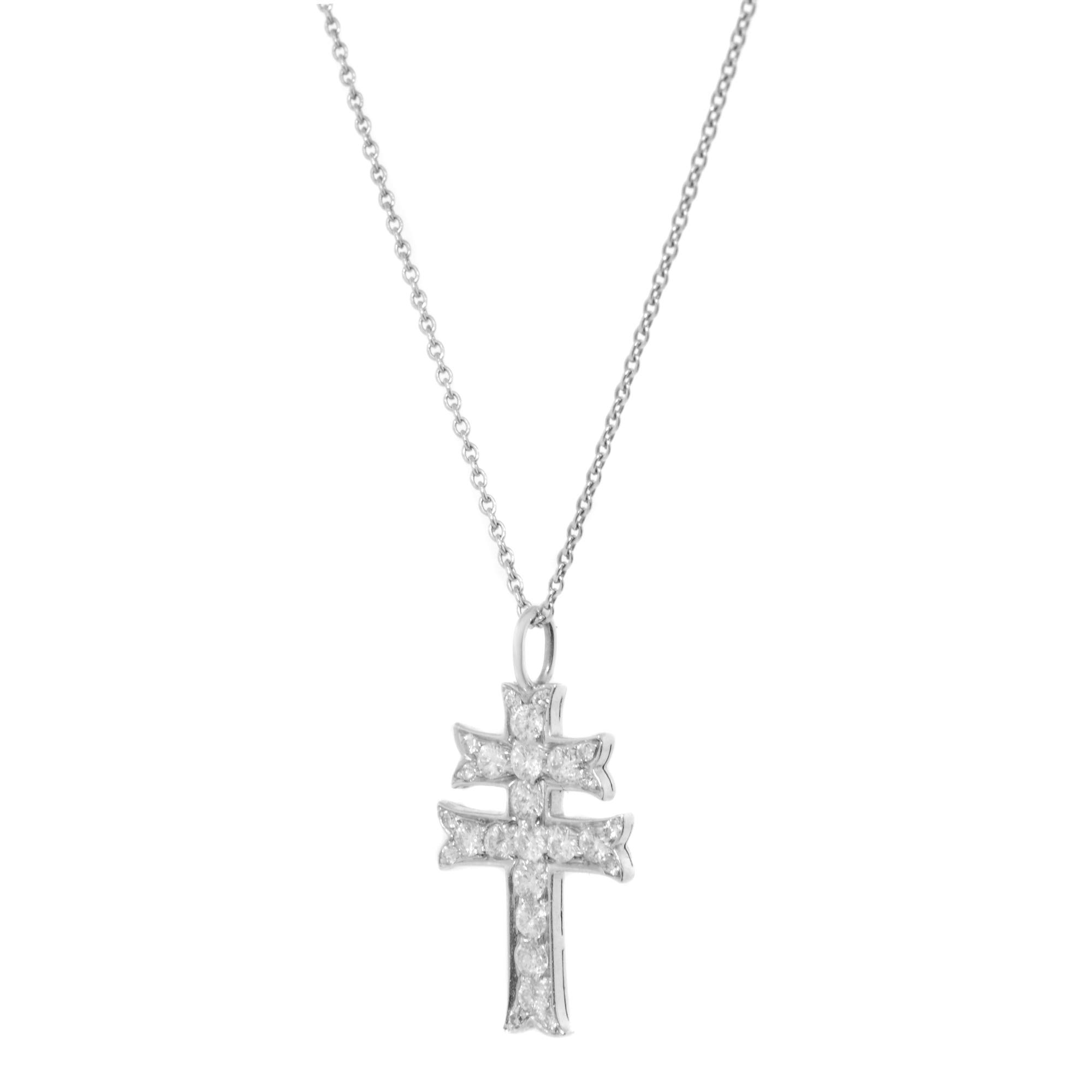 Rachel Koen Platinum Necklace with 0.33cttw Diamond Cross Pendant