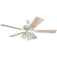 Glenmont, 52 Inch Farmhouse LED Ceiling Fan with Light, Pull Chain, Three Mounting Options, Dual Finish Blades, Reversible Motor - 50389-01 (Distressed White)
