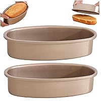2Pcs Baking Pan 9'' Oval Cake Pan Non-Stick Cheesecake Pan Baking Mold Food Grade Carbon Steel Oval Shaped Bread Loaf Pan Bakeware for Home Kitchen Oven Golden Kitchen Items