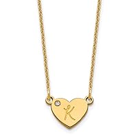 Jewels By Lux 10K Gold Initial Heart with Diamond Cable Chain Necklace (Length 18 in)