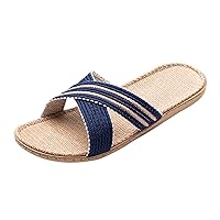 Men Slip on Slippers Slippers For Womens Men Linen Shoes Women Summer Household Beach House Shoes for Men Size 11