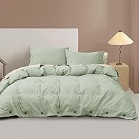 PHF Sage Green Duvet Cover Queen Size, Comfy Lightweight Skin-Friendly Comforter Cover Set with Button Closure, Soft Durable Bedding Collection with 2 Pillowcases for All Season, 90