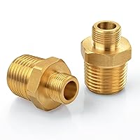 1/2 to 3/8 Reducer, Vfauosit 3/8 to 1/2 RV Faucet Adapter Brass Compression Fitting Faucet Supply Line Adapter for Plumbing Water Hose 2 Pieces