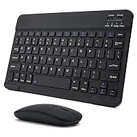 Rechargeable Bluetooth Keyboard and Mouse Combo Ultra-Slim Portable Compact Wireless Mouse Keyboard Set for Android Windows Tablet Cell Phone iPhone iPad Pro Air Mini, iPad OS/iOS 13 and Above (Black)