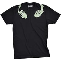 Mens Glow in The Dark Headphones T Shirt Cool Music Lover DJ Funny Graphic Tee