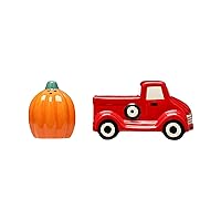 Pearhead Truck And Pumpkin Salt & Pepper Shakers, Halloween Décor For The Kitchen, Thanksgiving Salt And Pepper Shaker Set