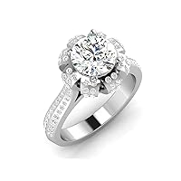 GEMHUB Minimalist Gifting Ring Rose Gold 14k 1.42 CARAT Round Cut Solitaire with Accents Diamond G VS1 Lab Created Sizable