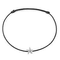 Selfmade Jewelry Anklet with Starfish Silver - Black Foot Chain Beach Jewelry Handmade Ankle Bracelet Adjustable Size