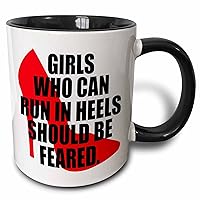 3dRose Girls who can run in heels should be feared. Red. - Mugs (mug_202834_9)