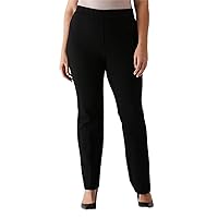 Rafaella Women's Plus Size Short Length Pull-On Bootcut Pants, Stretch Fabric, 28” Inseam, Slimming Panel, Classic Fit