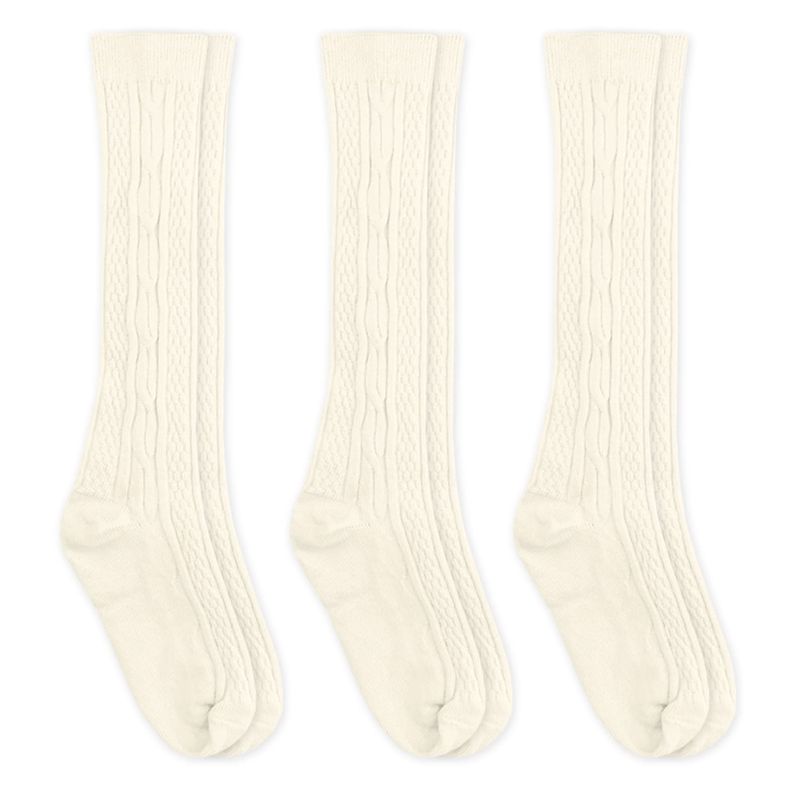 Jefferies Socks Baby Girls' Classic Cable Knee High Socks 3 Pair Pack