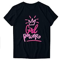 Girl Power Letter T-Shirts Women Mother's Day Shirts Short Sleeve Crewneck Funny Letter Printed Tops Mom Gifts Tees