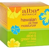 Alba Botanica Hawaiian Oil-Free Moisturizer, Refining Aloe & Green Tea, 3 Ounce,Pack of 1