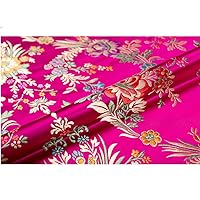 GOONSDS Satin Faux Silk Fabric Floral Brocade Dress Clothes Cheongsam Tang Suit DIY Retro 75Cmx50cm,P