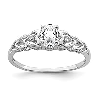 925 Sterling Silver Polished Open back White Topaz and Diamond Ring Measures 2mm Wide Jewelry Gifts for Women - Ring Size Options: 10 5 6 7 8 9