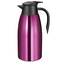 68oz Coffee Carafe Airpot Insulated Coffee Thermos Urn Stainless Steel Vacuum Thermal Pot Flask for Coffee, Hot Water, Tea, Hot Beverage - Keep 12 Hours Hot, 24 Hours Cold-Purple …