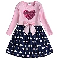 VIKITA Baby Girl Cartoon Flower Dress Long Sleeve Winter Dresses for 2-12 Years Old Girls