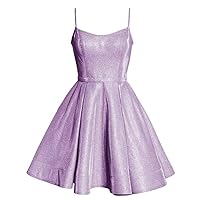 Women's Strap Prom Dress Glittery Satin Dress Short Wlte03