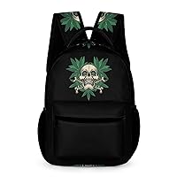 Skull Cannabis Weed Travel Laptop Backpack Durable Computer Bag Daypack for Men Women
