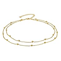 18K Gold Layered Bead/Paperclip/Heart Shape/Crystal Beads/Thick Chunky Cuban/O Cable Gold Link Chain Choker Necklaces for Women Girls, Custom Available, with Gift Box