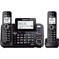 Panasonic 2-Line Cordless Phone System with 2 Handsets - Answering Machine, Link2Cell, 3-Way Conference, Call Block, Long Range DECT 6.0, Bluetooth - KX-TG9542B (Black)