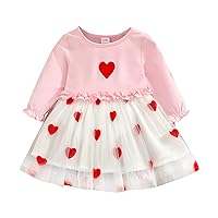 Baby Dress Fall Toddler Kids Baby Girls Long Sleeve Love Heart Prints Mesh Casual Dress Baby Girl Bloomers