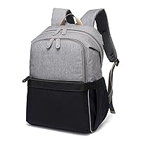 Diaper Bag Backpack, Nappy Bag with Insulated Pockets, Travel Pack With USB Charging Port (Black And Grey)