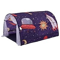 Bed Tent for Children 55.1x39.4x31.5 Inch Pop Up Play Tunnel Rocket Space Galaxy Starry Sky Bed Tunnel Kids Tent Indoor with Net Curtain & Carry Bag Tunnel for Kids