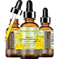 ORGANIC EVENING PRIMROSE OIL 100% Pure Natural Undiluted Unrefined Virgin Cold Pressed Carrier Oil. 4 Fl.oz. - 120 ml for face, skin, hair, nails