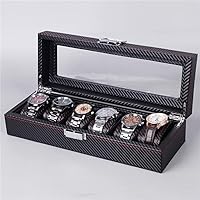5/6/10/12 Mesh PU Watch Box Jewelry Box Display Watch Box Holder Organizer Watch (Color : A, Size : 6 grids)