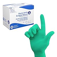 Dynarex Sterile Nitrile Surgical Gloves, Powder-Free and Puncture-Resistant Nitrile Gloves, Used in Hospitals, Surgery Centers and More, 6 Mil., Size 7, 1 Box of 50 Surgical Gloves, White