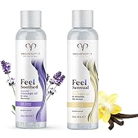 Promescent Lavender Massage Oil for Massage Therapy + Vanilla Massage Oils for Date Night, Sweet Almond for Skin, Body Oil for Men & Women to Relieve Stress & Sore Muscles