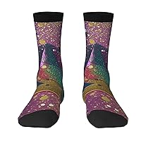 Glitter print Casual Socks for Women Men, Colorful Funny Novelty Crew Socks Birthday Gifts(One Size)