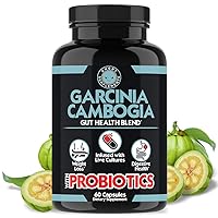 Garcinia Cambogia with Probiotics, Weight Loss and Gut Health Blend Capsules, All-Natural Detox Remedy for Healthy Weight, Regularity and Digestion Formula (1-Bottle)