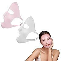 7Penn Reusable Silicone Face Mask Cover Set - 2pk Pink and White Silicone Sheet Mask Holder to Cleanse and Moisturize
