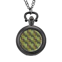 Aztec Trippy Tribal Pattern Vintage Pocket Watch with Chain Arabic Numerals Scale Alloy Pocket Watch Gift