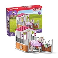 Schleich Horse Club 12pc Horse Figurine and Stable Playset - Realistic Detailed Horse Stall with Lusitano Horse Figure for Playtime and Imagination, Toy for Boys and Girls, Gift for Kids Ages 5-12