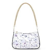 ALAZA Purple Music Notes Polka Dot Shoulder Bag Purse for Women Tote Handbag with Zipper Closure