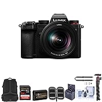 Panasonic Lumix DC-S5 Mirrorless Camera with Lumix S 20-60mm L-Mount Lens Bundle with 64GB SD Card, Backpack, Shoulder Strap, Mini Tripod, Extra Battery, Filter Kit and Accessories