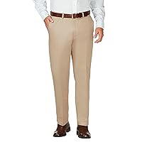 HAGGAR Mens Work to Weekend Hidden Expandable Waist Classic Fit Flat Front Pant